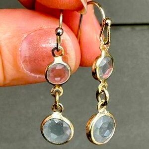 Silver and blue stones crystal dangle earrings